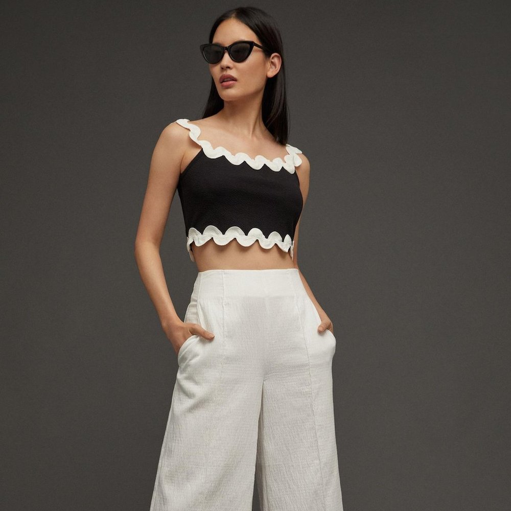 ANTHROPOLOGIE Maeve | Ric Rac Off-The-Shoulder Crop Top | NWT - Picture 2 of 6